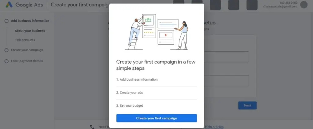 tampilan untuk cara daftar google ads
