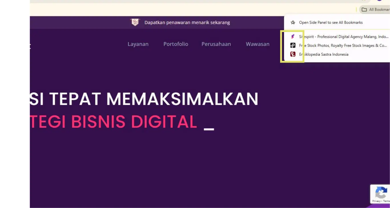 contoh favicon pada bookmark