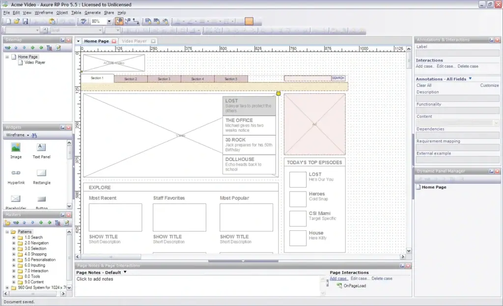 contoh wireframe menggunakan software axure