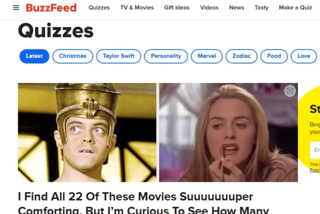 Contoh gamification BuzzFeed