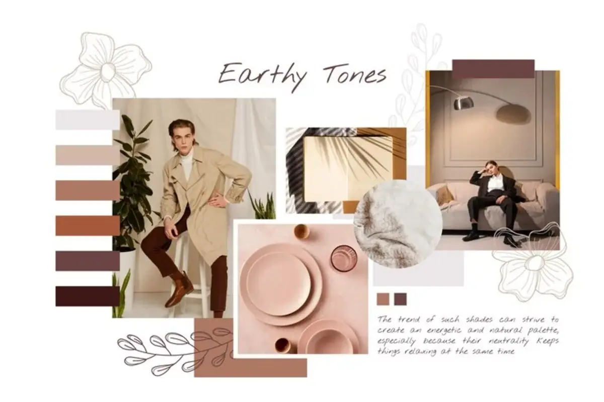 contoh moodboard tema earth tone