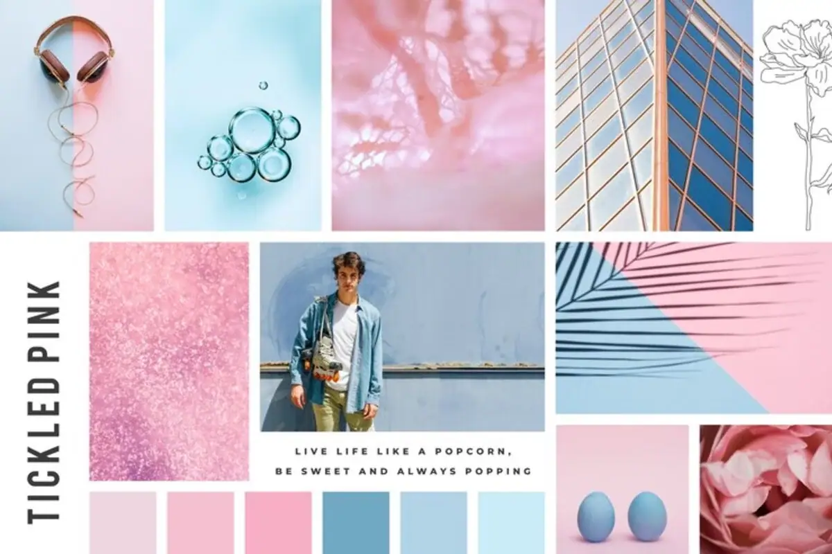contoh moodboard tema pastel