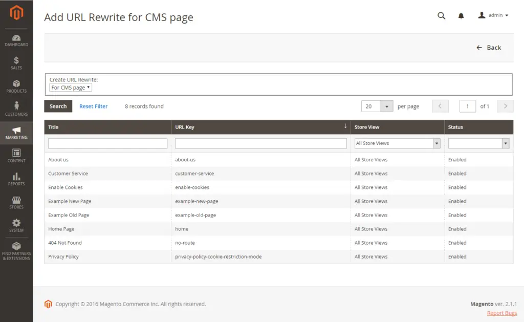 Halaman CMS Magento