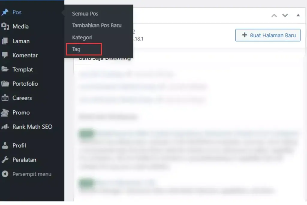 Membuat Tags melalui Menu Tags WordPress