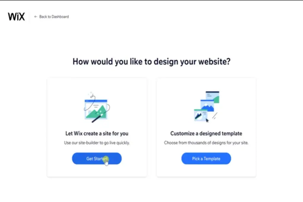 Mulai Desain Website dengan Memilih "Let Wix create a website for you"