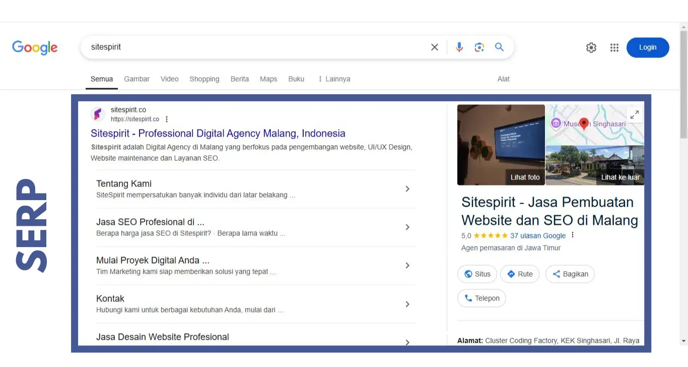SERP dengan query Legia