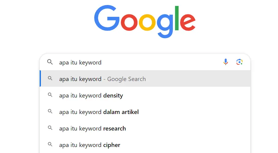 Contoh keyword di Google Search