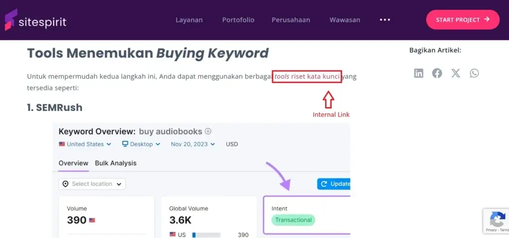 Contoh internal link
