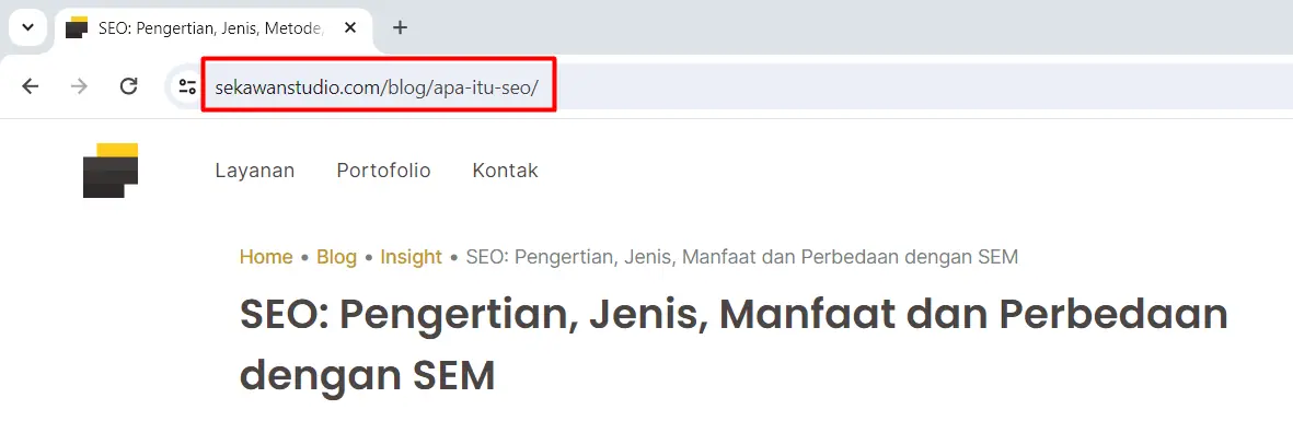 Contoh URL yang Mengandung Kata Kunci agar menepati seo on page