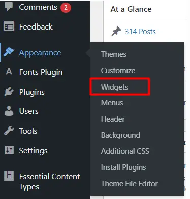 setting widgets melalui wordpress