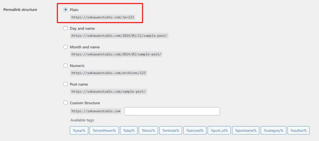 setting permalink di wordpress