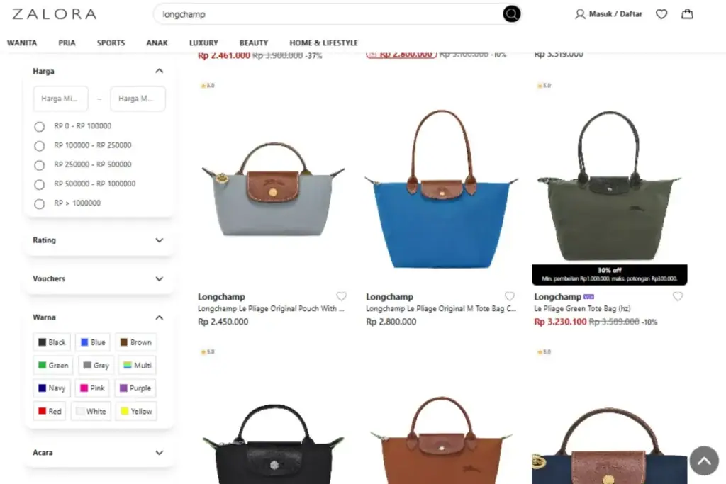 Sidebar Filter Produk