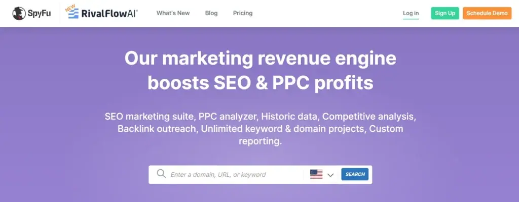 Tampilan keyword research SpuFu