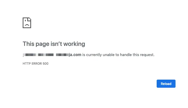 Tampilan error 500