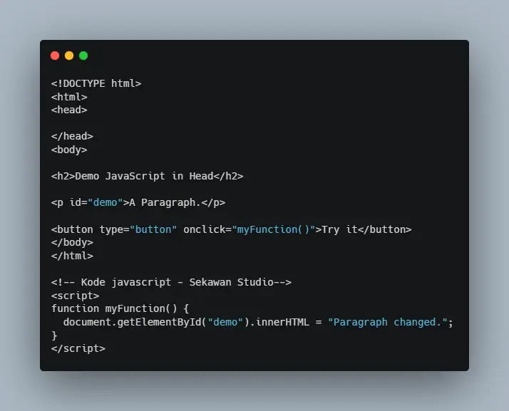 Contoh kode Javascript
