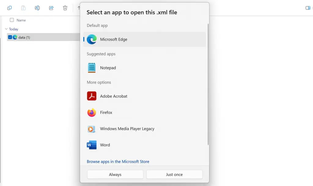 cara membuka xml dengan browser