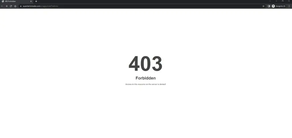 Tampilan 403 forbidden pada sebuah browser