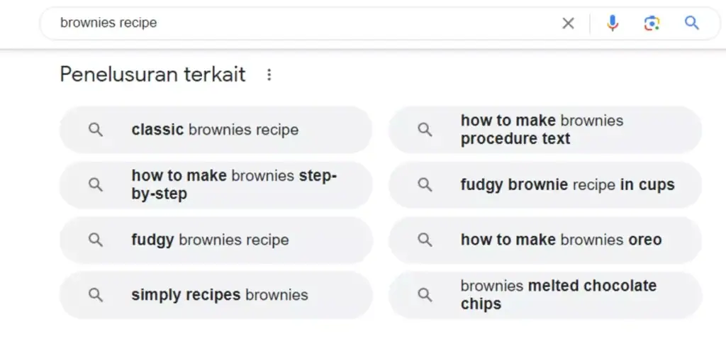Contoh LSI Keyword dari related search