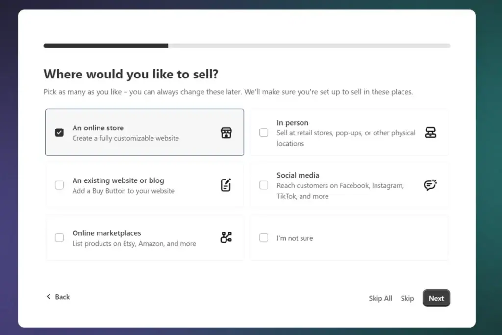 lengkapi data untuk membuat akun shopify