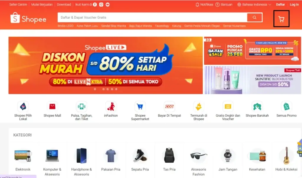 contoh shopping cart untuk mendukung konsep mental model