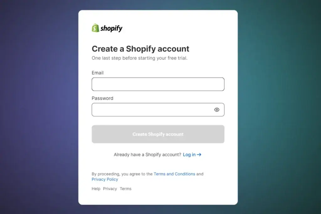 buat id dan password shopify