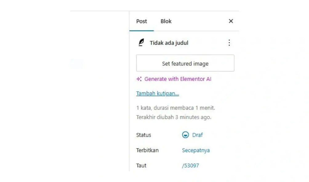 klik draf untuk membuat jadwal post artikel