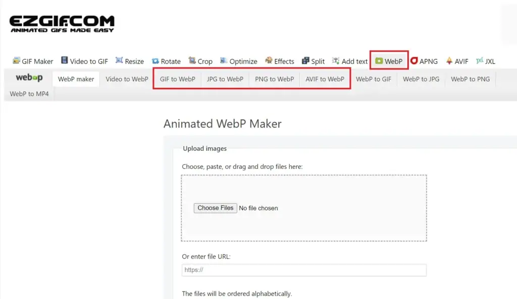 cara mengonversi webp dengan tools ezgif