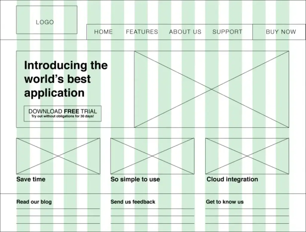 contoh cara membuat wireframe dengan grid