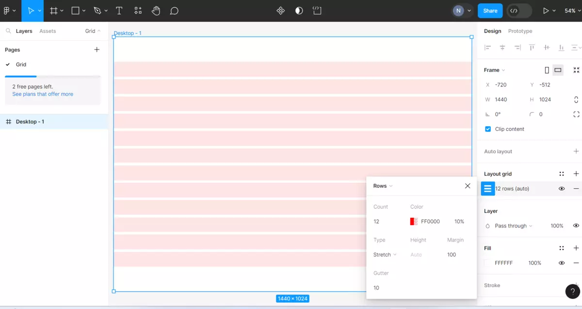 membuat kotak rows untuk grid dengan figma