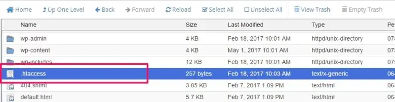 Keberadaan file httaccess di cpanel