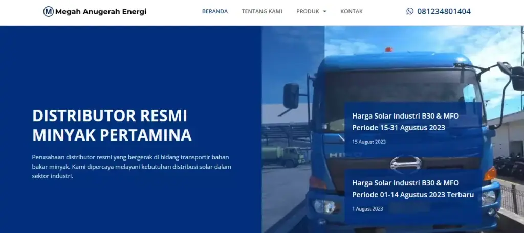 Contoh website statis Megah Anugerah Energi