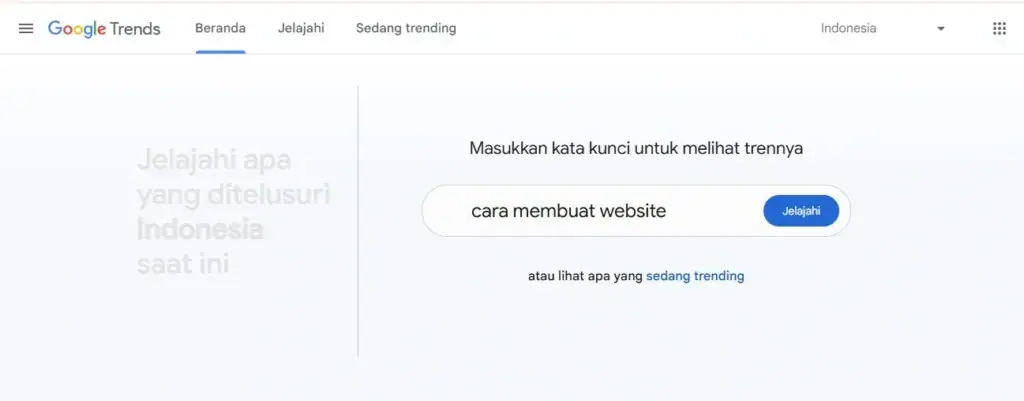 salah satu tools riset keyword yaitu google trends