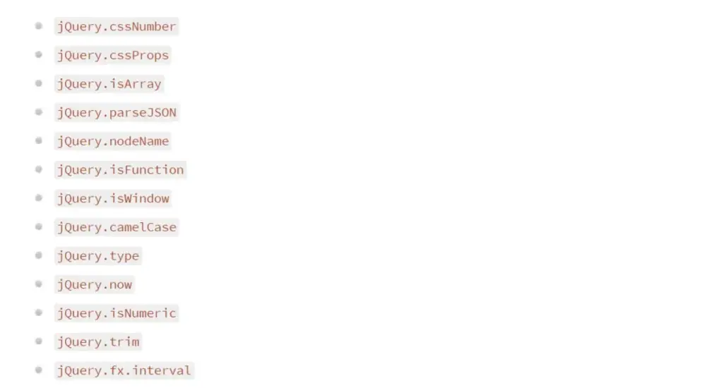 list api yang sudah dihapus dari jquery 4.0