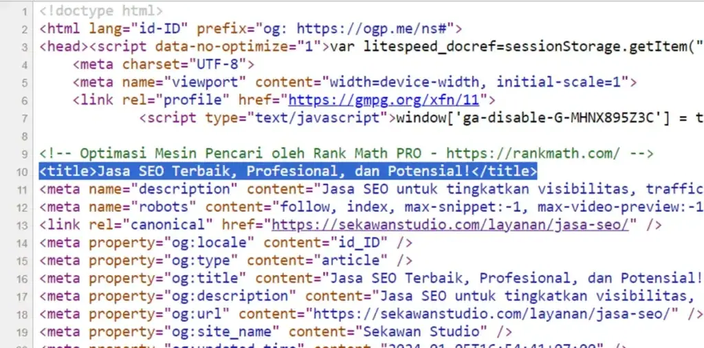 contoh letak meta title pada kode html