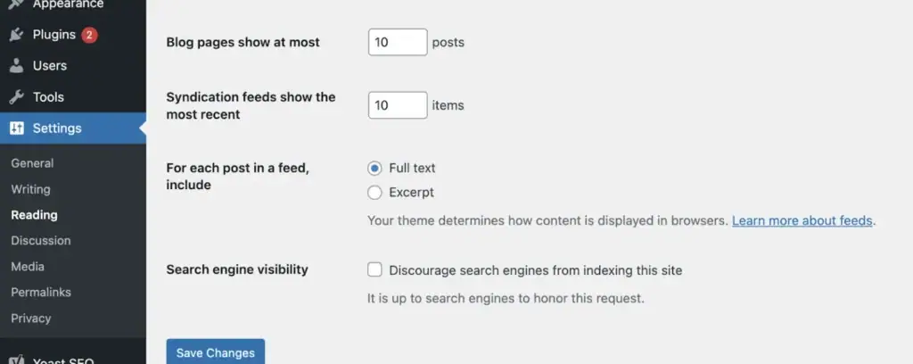 cara setting rss di wordpress