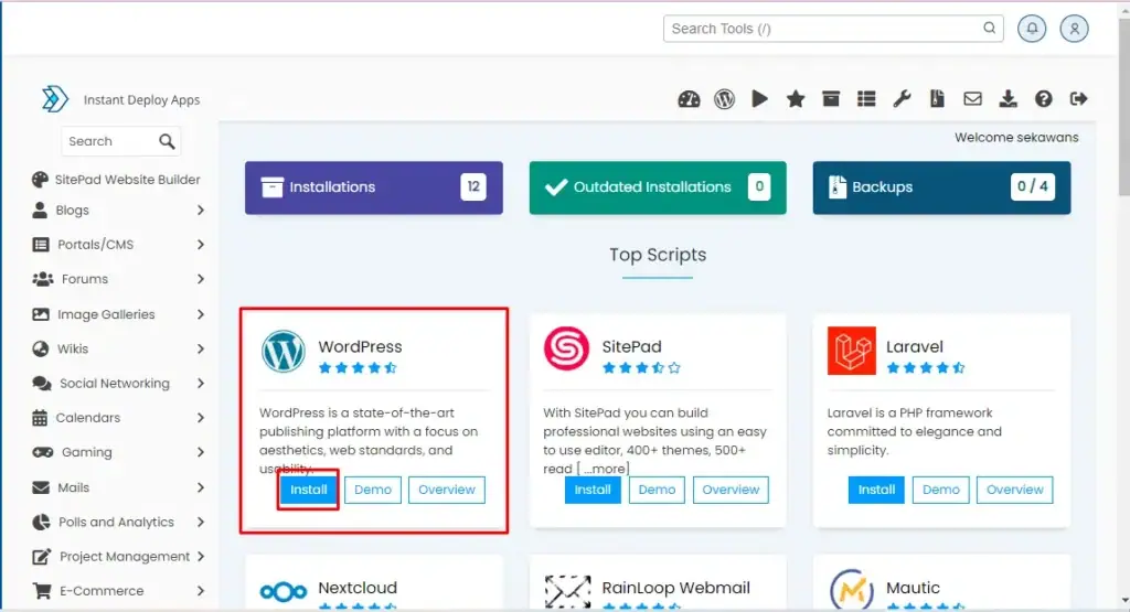 install wordpress