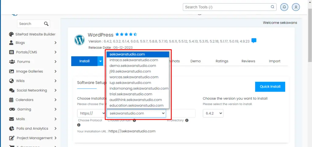 pilih domain untuk membuat website wordpress