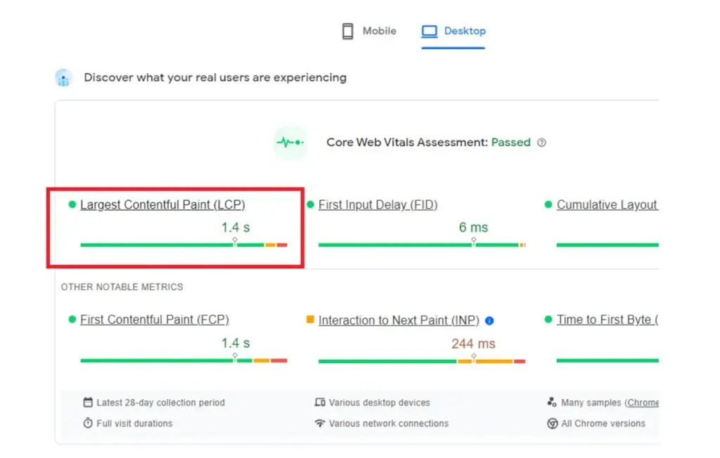 mengukur lcp dengan pagespeed insight