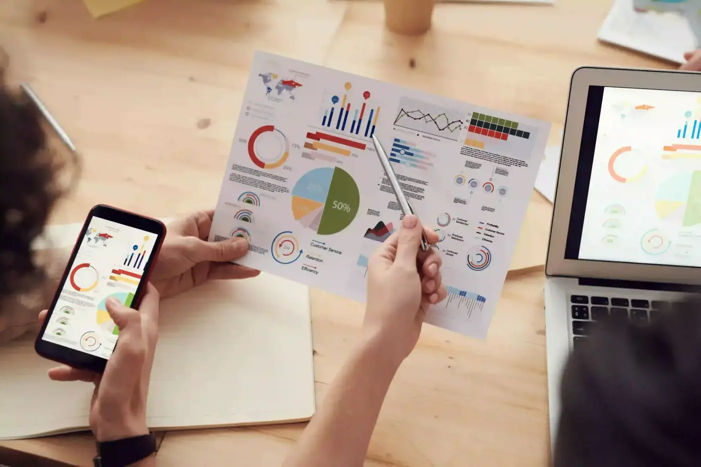 berbagai grafik pada kertas sebagai ilustrasi planning pada metode scrum