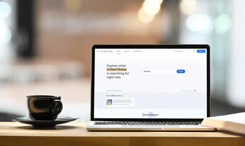 mockup of google trends in macbook