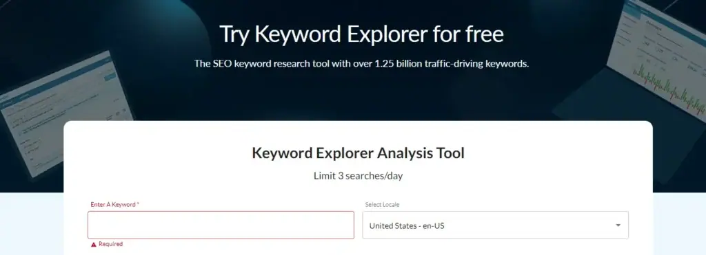 Tampilan keyword research Moz