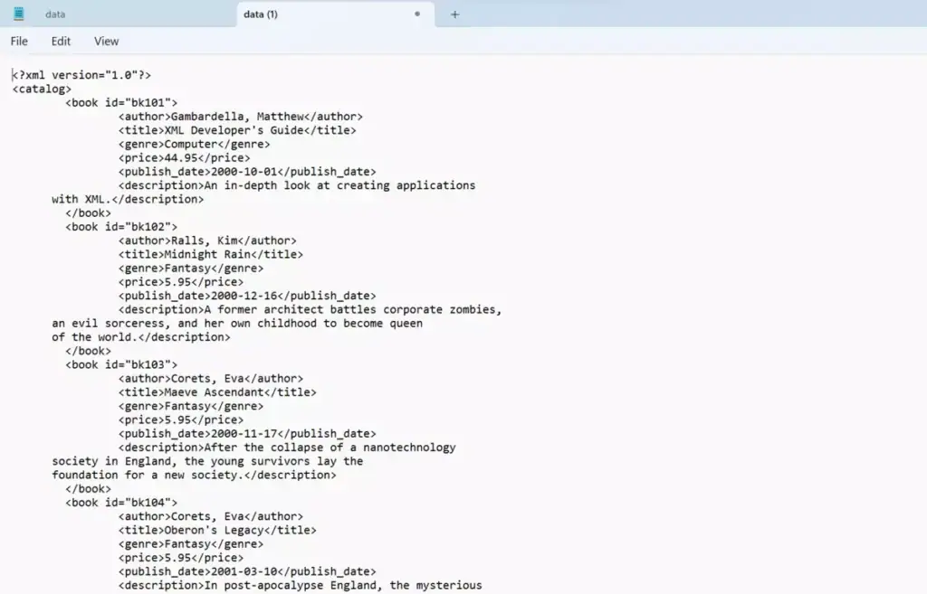 membuka file xml dengan notepad