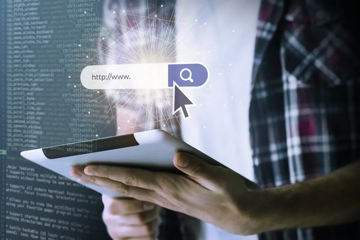 person entering sub domain on computer