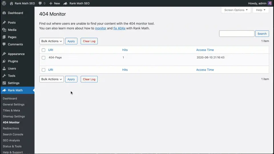 redirect in rank math