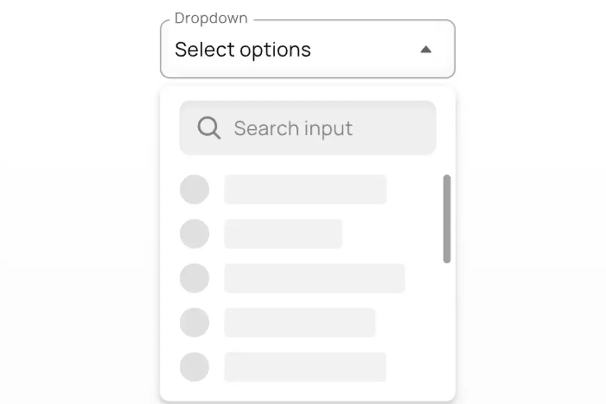 menu searchable dropdown