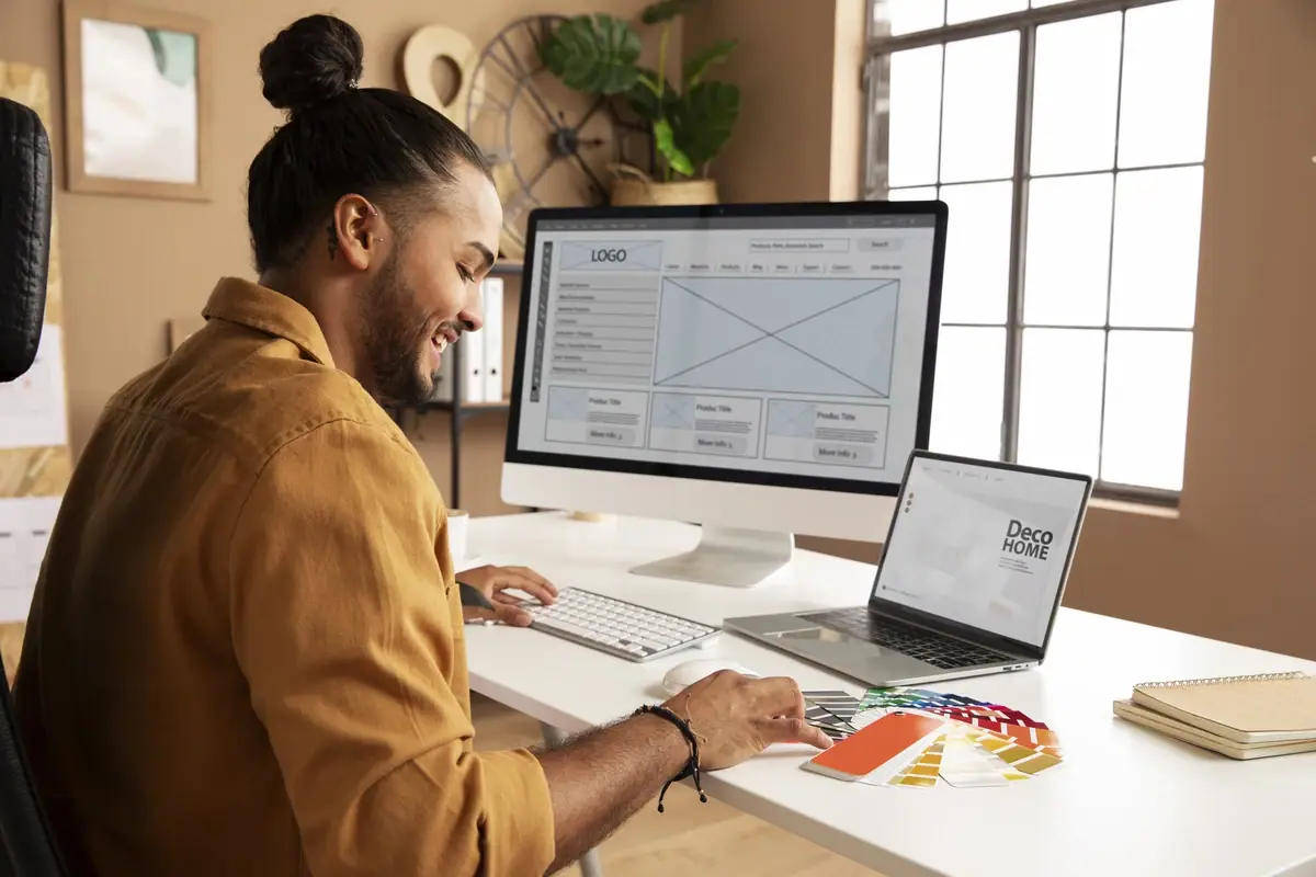 side man working desk