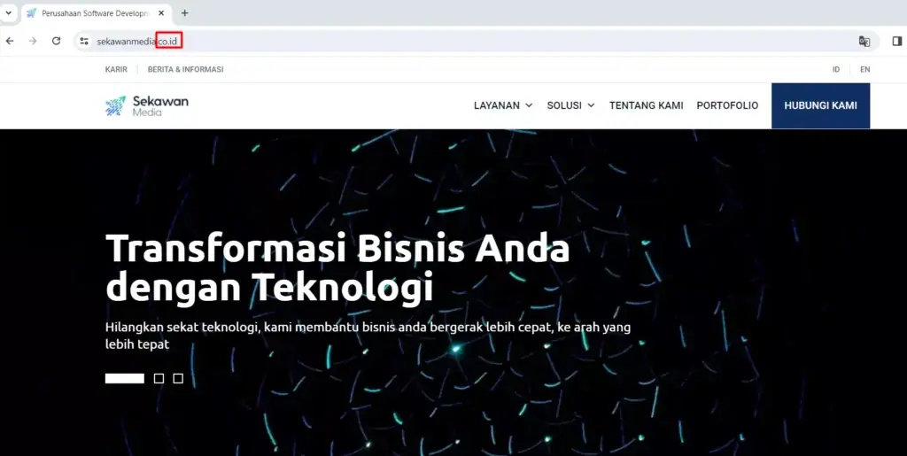 Tampilan website Sekawan Media dengan domain sekawanmedia.co.id
