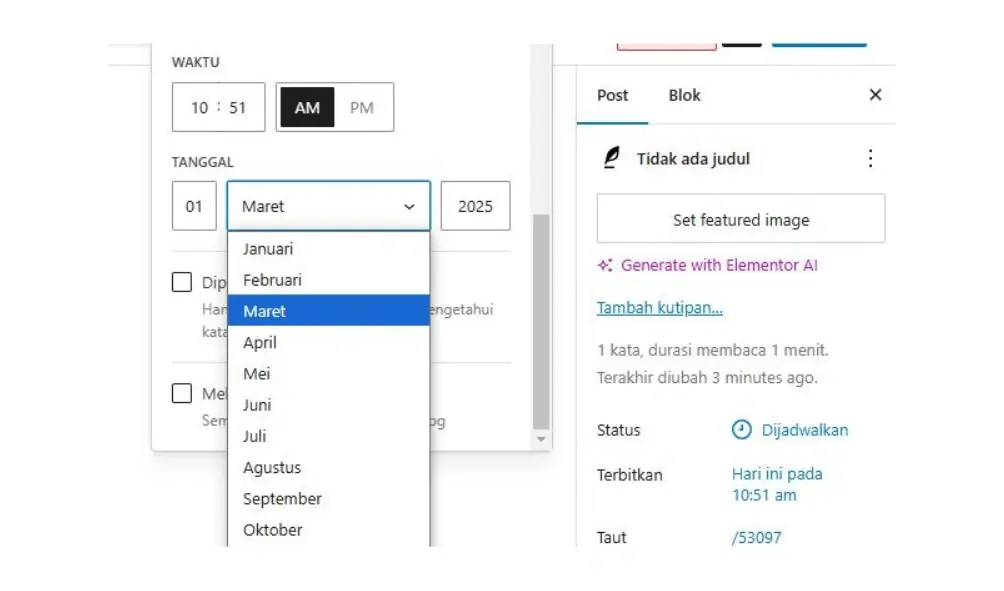mengatur waktu jadwal post artikel