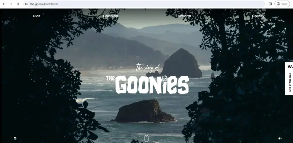 Tampilan website The Goonies
