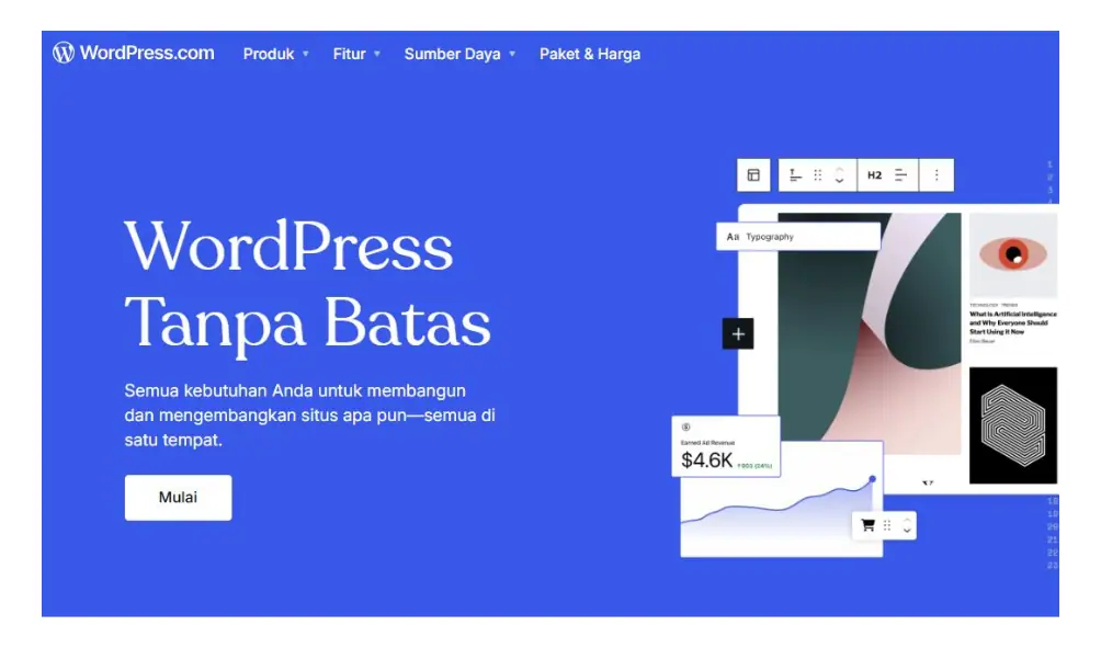 cms wordpress yang berguna bagi pengisian website 